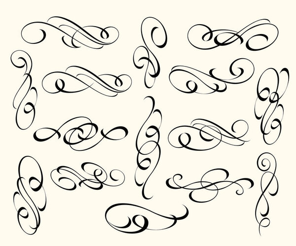 Набор элегантных декоративных элементов свитка. Векторная иллюстрация
.