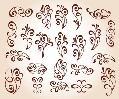 Çiçek tasarım öğeleri kümesi. Vektör çizim.