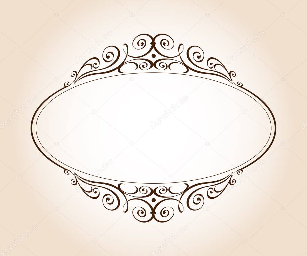 Elegant oval retro frame.Vector illustration.