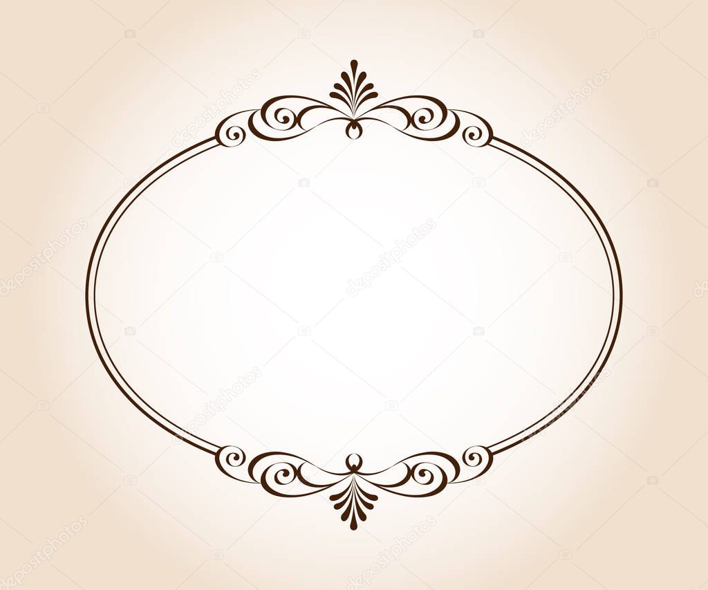 Elegant oval retro frame.Vector illustration.