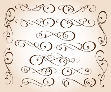 Kaligrafi zarif tasarım unsurları. Vektör çizim.