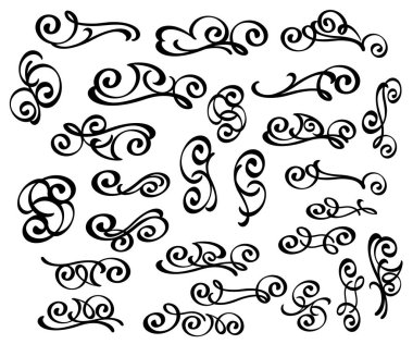 Dekoratif öğeler kümesi. Dividers.Vector resimde. Kolay düzenleme için inşa. Hat grafik tasarım, kartpostal, menü, düğün davetiyesi, romantik tarzı için.