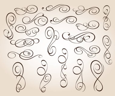 Dekoratif öğeler kümesi. Dividers.Vector resimde. Kolay düzenleme için inşa. Hat grafik tasarım, kartpostal, menü, düğün davetiyesi, romantik tarzı için.