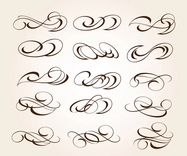 Set Elegant Decorative Scroll Elements Vector Illustration — Stock Vector