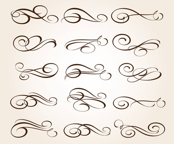Набор элегантных декоративных элементов свитка. Векторная иллюстрация
.