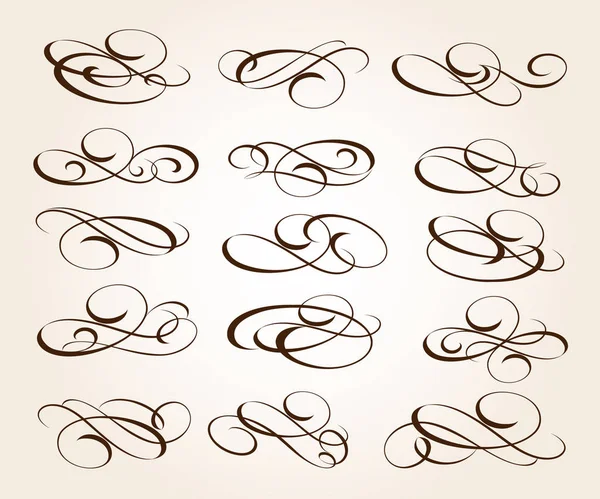 Set Elegant Decorative Scroll Elements Vector Illustration — Stock Vector