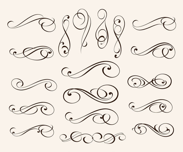 Набор элегантных декоративных элементов свитка. Векторная иллюстрация
.