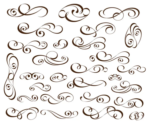 Set Elegant Decorative Scroll Elements Vector Illustration — Stock Vector