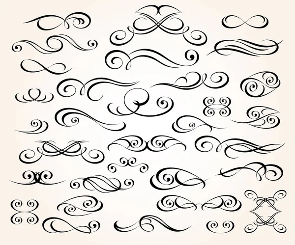 Set Elemente Decorative Elegante Derulare Ilustrație Vectorială — Vector de stoc