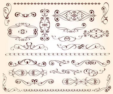 Dekoratif tasarım elemanları ile vektör çizimi.