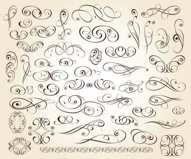 Dekoratif öğeler kümesi. Dividers.Vector illüstrasyon.
