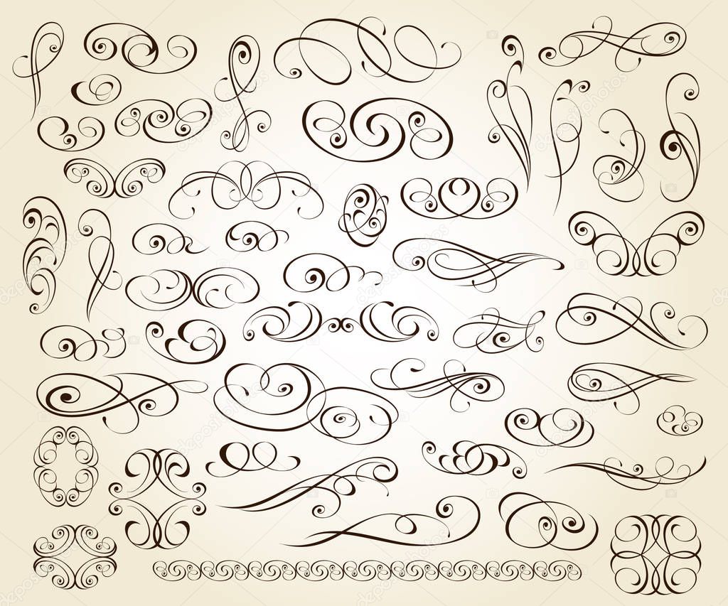 Set of decorative elements. Dividers.Vector illustration.