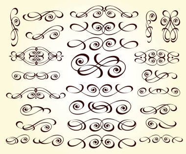 Dekoratif öğeler kümesi. Dividers.Vector illüstrasyon.