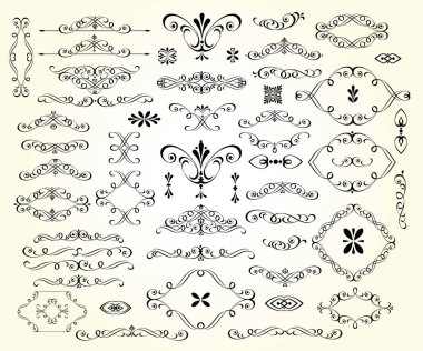 Dekoratif öğeler kümesi. Dividers.Vector illüstrasyon.