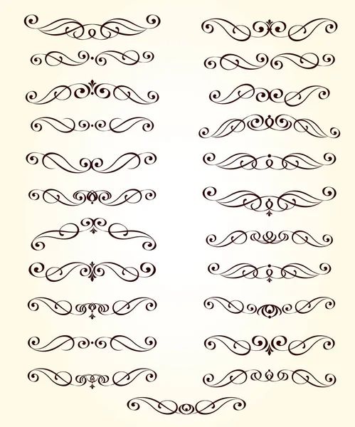 Uppsättning Dekorativa Element Dividers Vector Illustration — Stock vektor