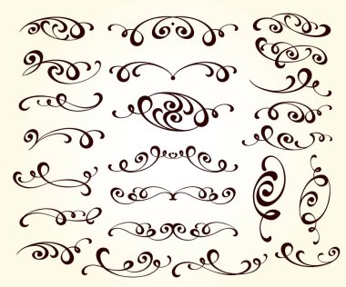 Tasarım için dekoratif öğeler kümesi izole, düzenlenebilir.