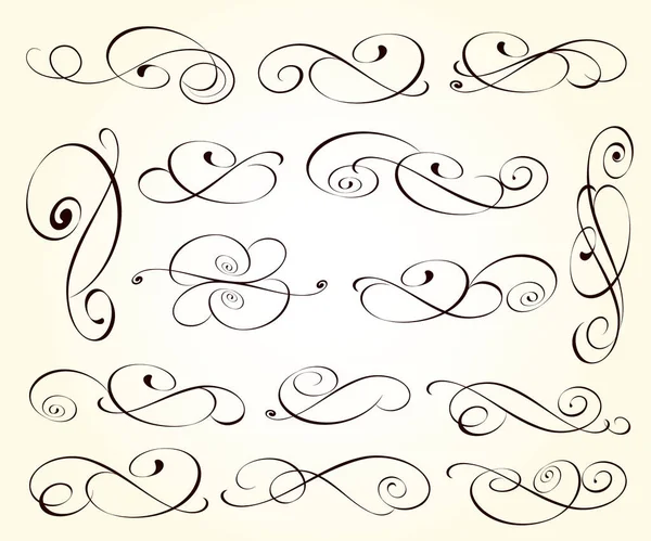 Set Van Elegante Kalligrafische Vignetten Verdelers Vector Decoratieve Elementen — Stockvector