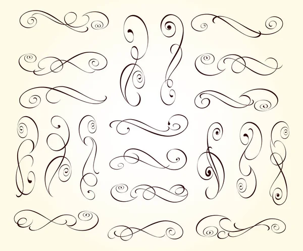 Set Eleganter Kalligrafischer Vignetten Trennwände Vektor Dekorative Elemente — Stockvektor