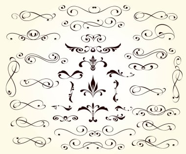 Tasarım için dekoratif öğeler kümesi izole, düzenlenebilir.