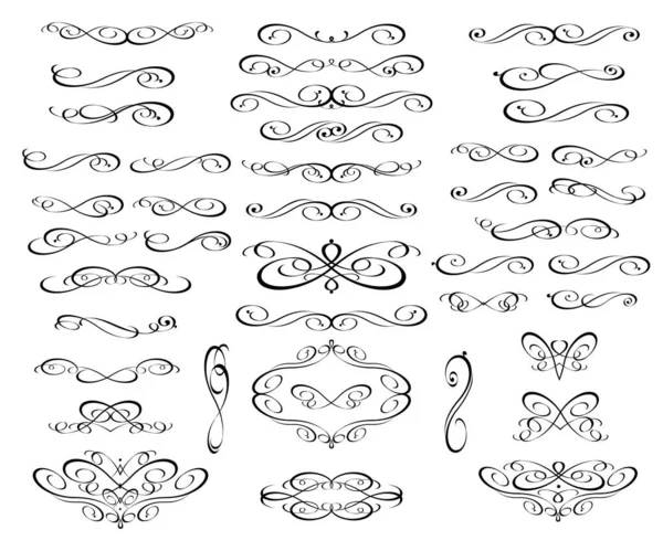 Conjunto Elementos Decorativos Florales Para Diseño Aislados Editables Viñetas Marcos — Archivo Imágenes Vectoriales