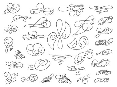 Tasarım için dekoratif elementler dizisi izole, düzenlenebilir doğrusal tasarım. Dekoratif elementlerin en büyük ve en iyi koleksiyonundan. 