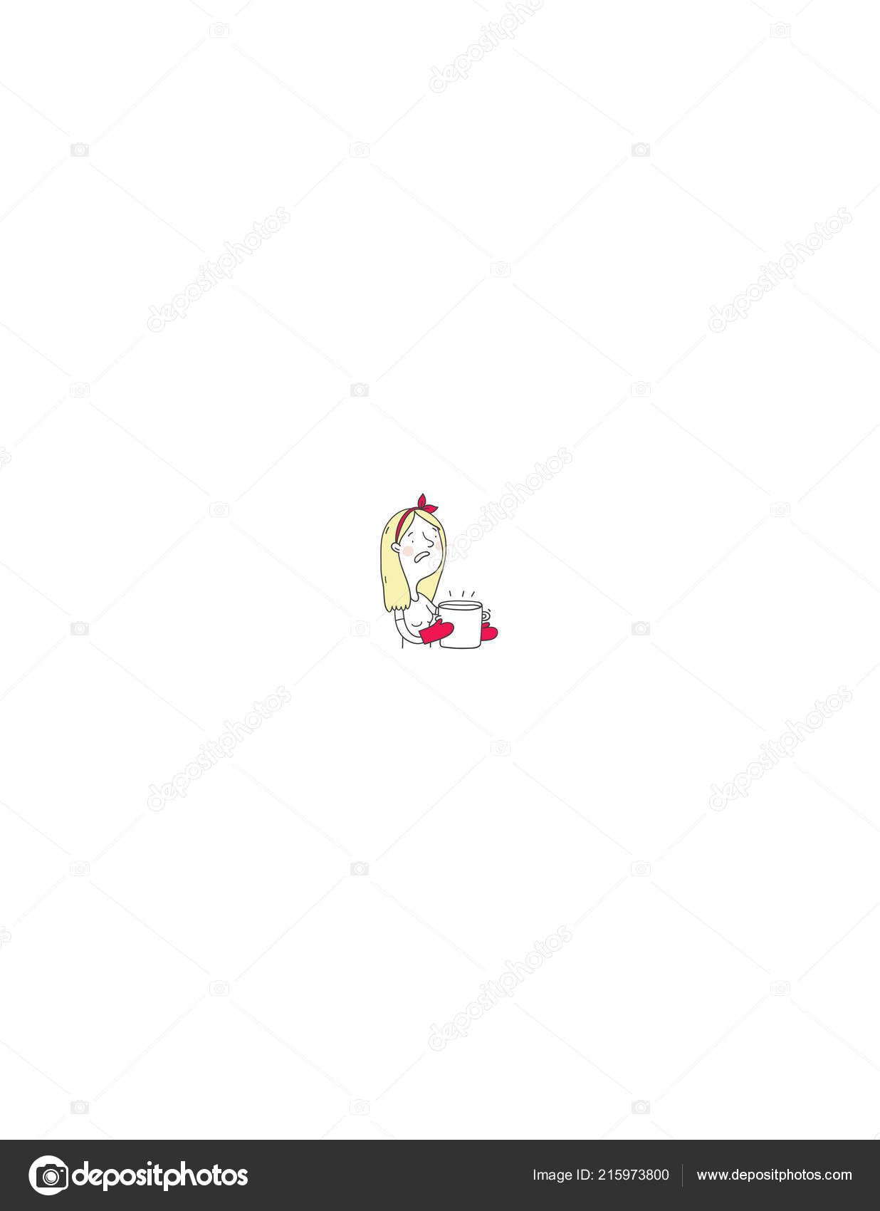 Little Icon Girl Hot Pot White Background Stock Vector C Webmuza