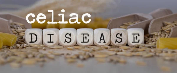 Words CELIAC DISEASE  composed of wooden dices. — Stock Photo, Image