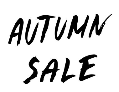 Sonbahar indirimli el fırçayla yazıldı. Beyaz arka planda izole edildi. Mevsimlik satış afişi. Vektör illüstrasyonu.