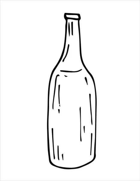 Glasflasche Umriss Vektorillustration Handgezeichnetes Dekorationselement — Stockvektor