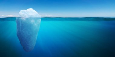 Underwater view on big iceberg floating in ocean. 3D rendered illustration. clipart