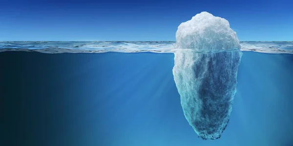 Vista Submarina Sobre Gran Iceberg Flotando Océano Ilustración Renderizada — Foto de Stock