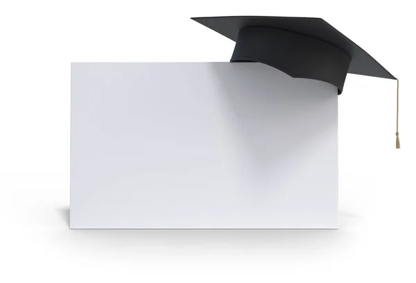 Concepto Educativo Tapa Graduación Pizarra Blanca Aislada Sobre Fondo Blanco — Foto de Stock