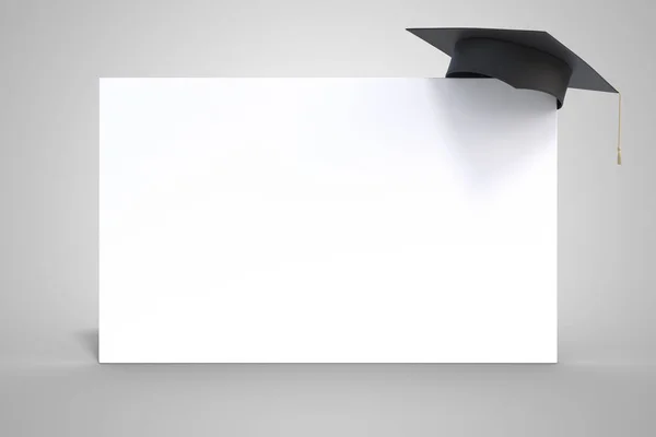 Education Concept Graduation Cap Whiteboard Isolated White Background Rendered Illustration — Stock Photo, Image