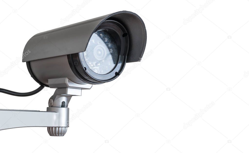 Security CCTV camera isolated on white background.