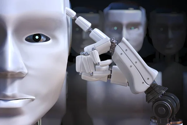 Wyświetlić Zbliżenie Głowie Robota Wytopione Ilustracja — Zdjęcie stockowe