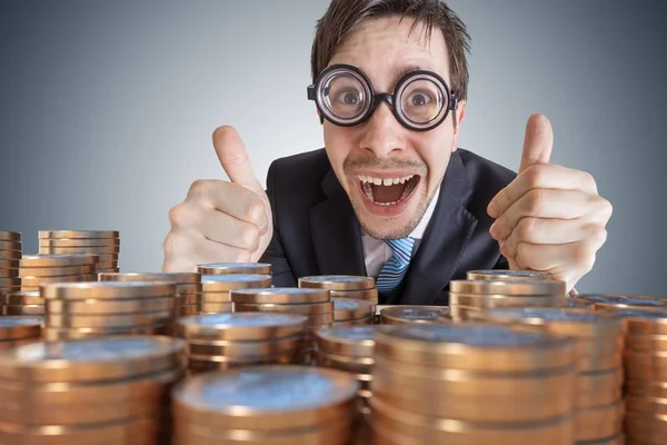 Money Front Successful Rich Happy Businessman — Stock Photo, Image