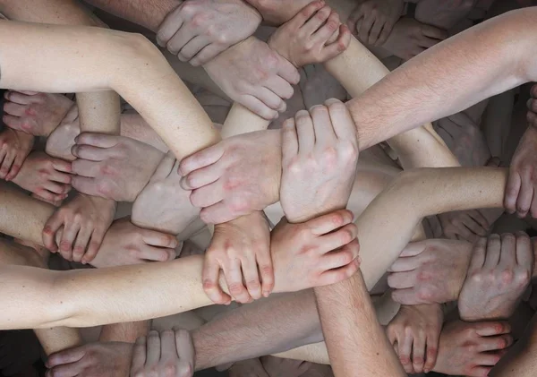 Birbirimizi Tutan Birçok Gerçeküstü Tutar Toplum Ekip Çalışması Kavramı — Stok fotoğraf