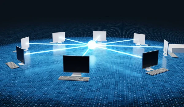 Computers Conected Network Internet Networking Concept Rendered Illustration — Stock Photo, Image