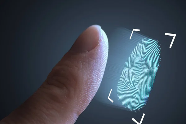 Digitalização de impressões digitais do dedo. Tecnologia, segurança e bioma — Fotografia de Stock