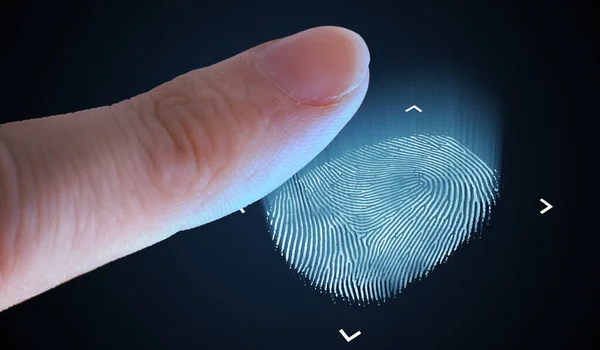 Scansione Delle Impronte Digitali Dal Dito Concetto Biometrico Sicurezza — Foto Stock