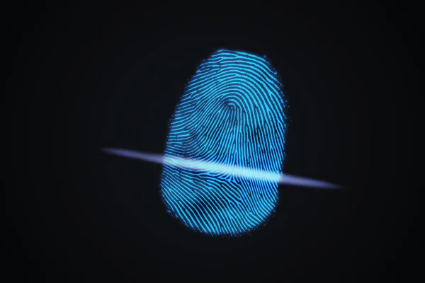 Skenuji Otisky Prstů Prstu Biometrický Bezpečnostní Koncept Vykreslená Ilustrace — Stock fotografie