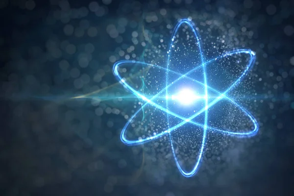 Modell För Atom Och Elementära Partiklar Fysikkoncept Återgiven Illustration — Stockfoto