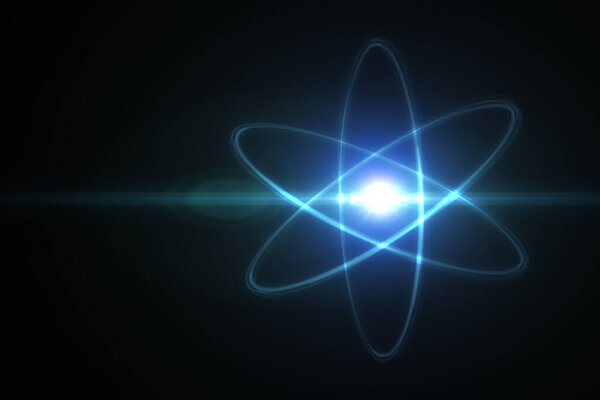 Модель атома и элементарных частиц. Понятие физики. 3D-рендеринг.