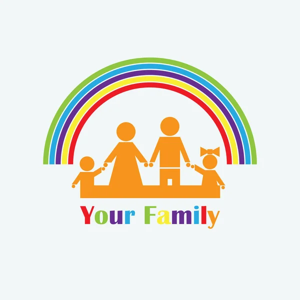 Logo Con Imagen Familia Arco Iris Papá Madre Hija Hijo — Archivo Imágenes Vectoriales