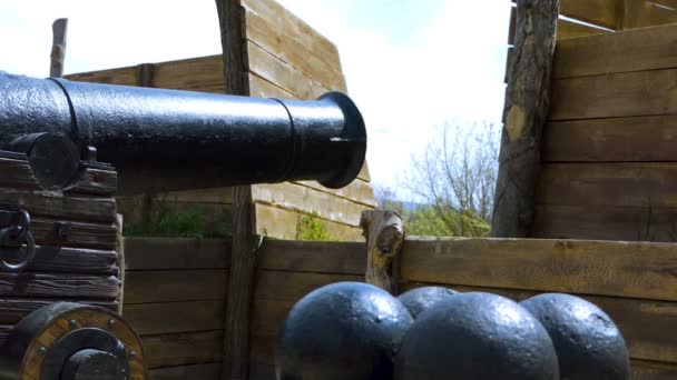 Cannon 18Th Century Involved Defense City Defensive Structure Using Firearms — Stock Video