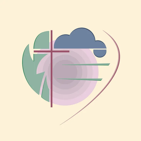 Logo Cristiano Abstracto Sobre Tema Religioso Centro Del Logotipo Cruz — Vector de stock