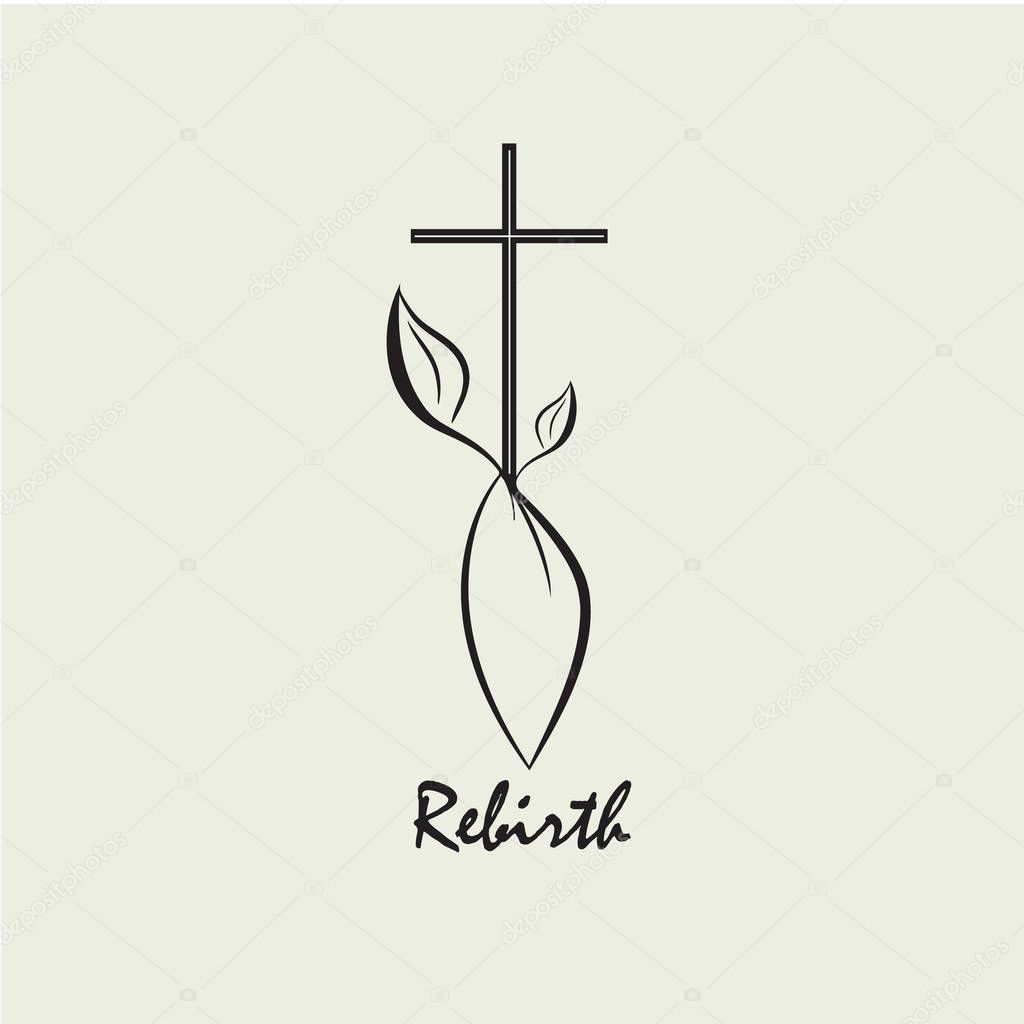 Christian logo symbolizing the growing seed. The Christian cross and sprout emanate from the seed.