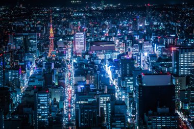 Nagoya gece görüşü (Gökyüzü Güvertesi 'nden)