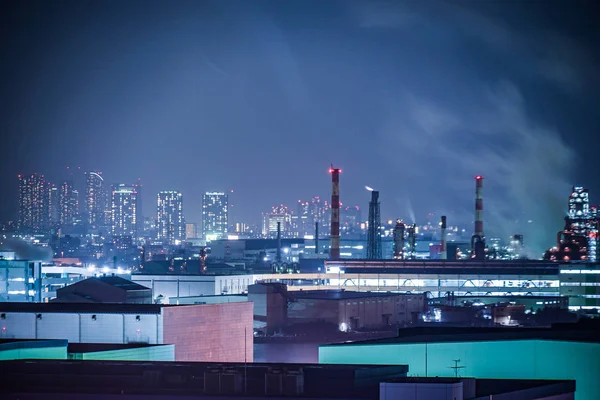 Zona Industrial Keihin Visible Desde Kawasaki Marien Ciudad Kawasaki Prefectura —  Fotos de Stock