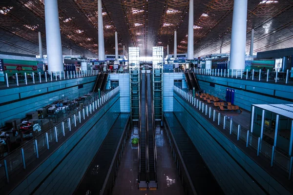 Salle Attente Silhouette Aéroport International Pékin — Photo